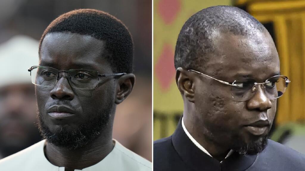 Le président Bassirou Diomaye Faye (à gauche) et Ousmane Sonko (à droite) lors d'une rencontre officielle.
