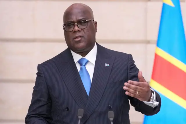 Le président congolais Félix Tshisekedi s'exprime lors d'une conférence de presse